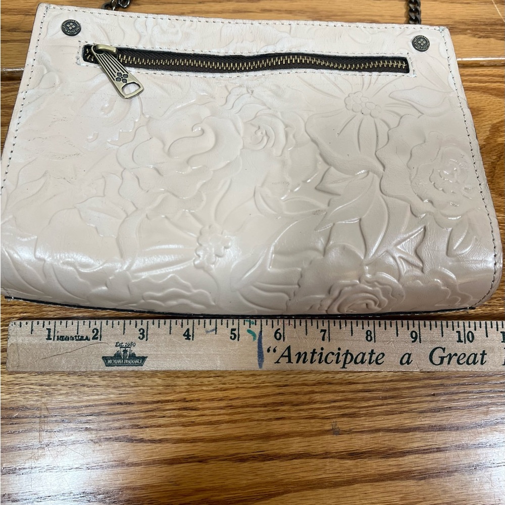 Patricia Nash Shoulder Bag Champagne Floral Leather Chain Strap - Picture 14 of 16